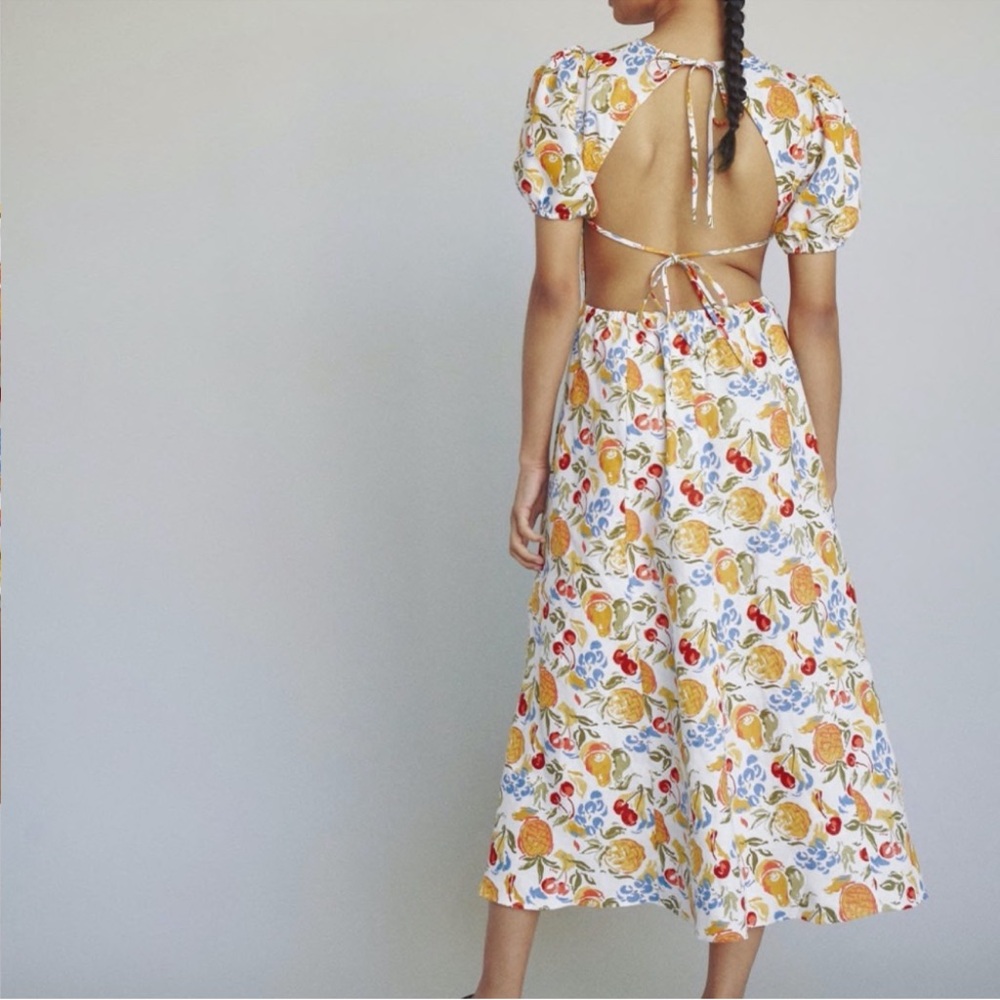Reformation Anneliese Linen Dress in Fruit Cocktail - Picture 5 of 13